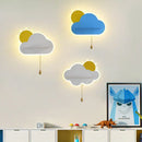 Modern cloud wall lamps with wooden pull chain – childrens bedroom