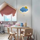Modern cloud wall lamps with wooden pull chain – childrens bedroom