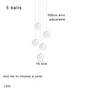 DecorBites™ Colorful Balls Chandelier: Modern Dimmable Rectangle Dining Room & Bedside Hanging Lamp
