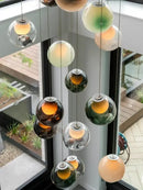 DecorBites™ Colorful Balls Chandelier: Modern Dimmable Rectangle Dining Room & Bedside Hanging Lamp