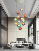 DecorBites™ Colorful Balls Chandelier: Modern Dimmable Rectangle Dining Room & Bedside Hanging Lamp