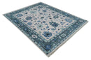 Soft Pink, Gray and Blue Hand Knotted Traditional Oushak Custom Made Wool Area Rug