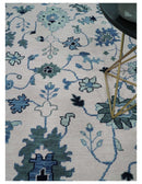 Peach And Gray Hand Knotted Traditional Oushak Custom Made Wool Area Rug