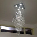 Modern columnar crystal chandelier white living room hanging lamp