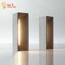Modern concrete stone table lamp bedroom wood slat touch light