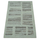 Modern Contemporary Beige Hand Knotted 2x3 Wool Area Rug