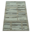 Modern Contemporary Beige Hand Knotted 2x3 Wool Area Rug
