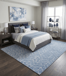 Modern Contemporary Blue Hand Tufted Wool Area rug