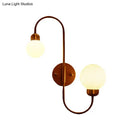 Modern copper and white glass spherical wall sconce living room light