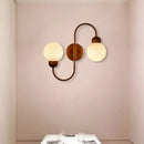 Modern copper and white glass spherical wall sconce living room light