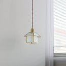 Modern copper cube glass led pendant light for bedroom