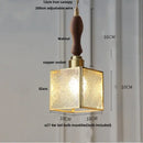 Modern copper cube glass led pendant light for bedroom