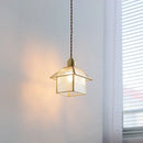 Modern copper cube glass led pendant light for bedroom