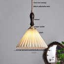 Modern copper led pendant lamp dining room pleated glass light