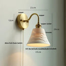 Modern copper wall sconce with clear glass bedroom pull chain light