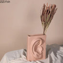 DecorBites™ Ceramic Vase with Ear, Eyes, and Mouth Design for Table Decoration