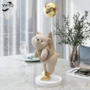 Modern cream and gold balloon polar bear resin – office desk decor