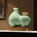 Modern cream and gold horse sculpture figurine living room decor