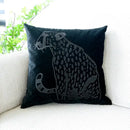 Modern cream & black embroidered leopard pillowcase bedroom decor