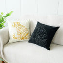 Modern cream & black embroidered leopard pillowcase bedroom decor