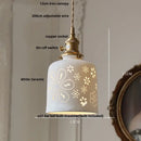 Modern cream ceramic led pendant light kitchen floral brass accent