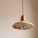Modern cream ceramic led pendant light kitchen floral brass accent