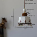 Modern cream ceramic led pendant light kitchen floral brass accent