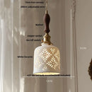 Modern cream ceramic led pendant light kitchen floral brass accent