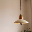 Modern cream ceramic led pendant light kitchen floral brass accent