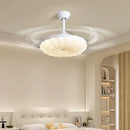 Modern cream cloud ceiling fan light with silver blades for bedroom