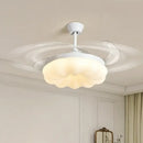 Modern cream cloud ceiling fan light with silver blades for bedroom