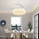 Modern cream cloud ceiling fan light with silver blades for bedroom