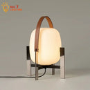 Modern cream designer metal glass table lamp bedroom with leather handle