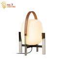 Modern cream designer metal glass table lamp bedroom with leather handle