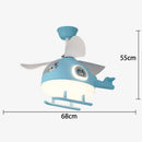 Modern cream helicopter ceiling fan lights kids bedroom panda design