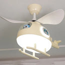 Modern cream helicopter ceiling fan lights kids bedroom panda design