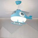 Modern cream helicopter ceiling fan lights kids bedroom panda design