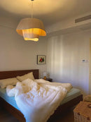 Modern cream pleated designer led fabric pendant light bedroom