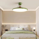 Modern cream & red iron nordic ceiling light bedroom fan