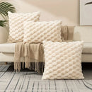Modern cream textured pom pom decorative pillow covers living room