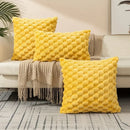 Modern cream textured pom pom decorative pillow covers living room