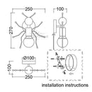 Modern creative minimalism metal robot ant wall sconce bedroom light