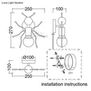 Modern creative minimalism metal robot ant wall sconce bedroom light