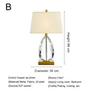 Modern crystal bedside lamp with white fabric shade bedroom light