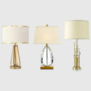 Modern crystal bedside lamp with white fabric shade bedroom light