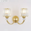 Modern crystal black & gold wall lamp bedroom curved arm lighting