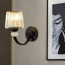 Modern crystal black & gold wall lamp bedroom curved arm lighting
