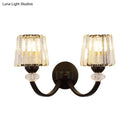 Modern crystal black & gold wall lamp bedroom curved arm lighting