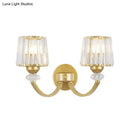 Modern crystal black & gold wall lamp bedroom curved arm lighting