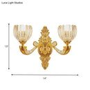DecorBites™ Modern Beveled Crystal Dome Sconce Light Fixture: Gold 1/2-Bulb Wall Lamp for the Bedroom